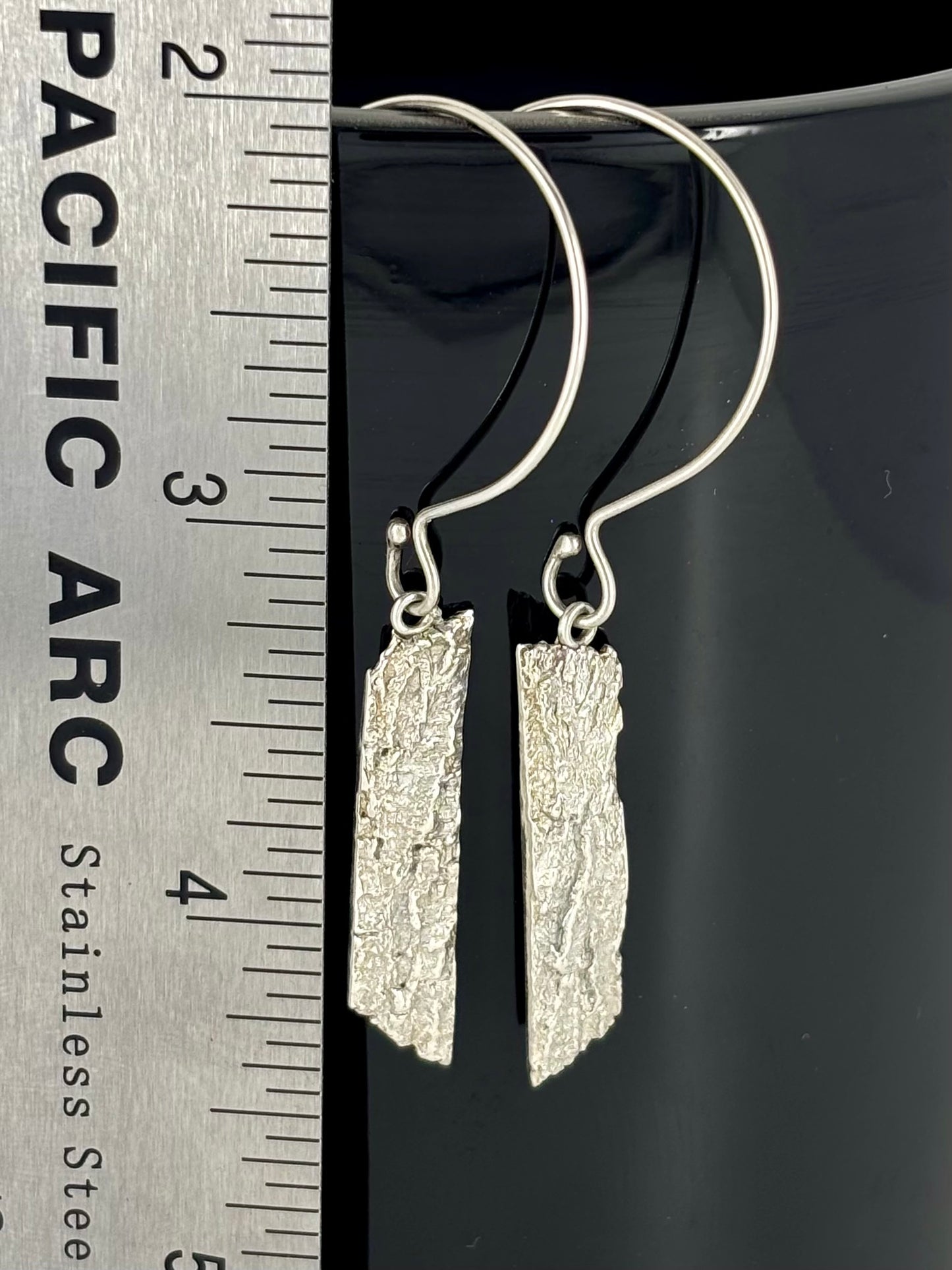 Redbud Tree Bark Earrings in Sterling Silver (wires handmade with .925 Sterling Silver)