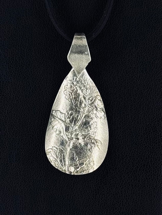 Butterfly Flower Pendant Fine Silver