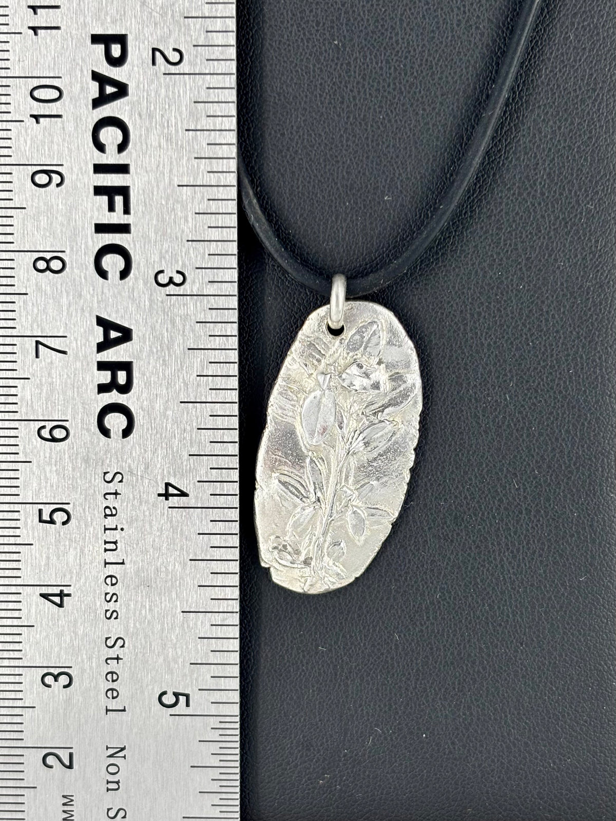 French Thyme Oval Pendant in Silver